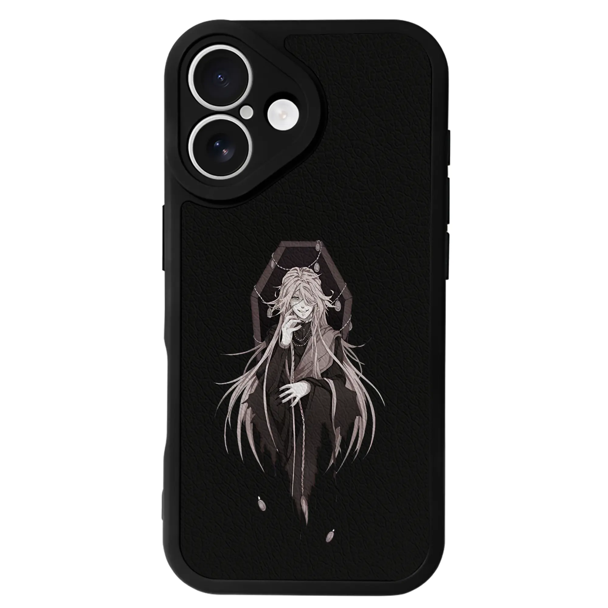 黒執事 グッズ,葬儀屋 - IPhone 16シリーズ対応 ・ シリコンスマホケース ・ レザー調 ・ 高精度フィット ・ 耐衝撃 ・ ワイヤレス充電対応 ・ 精密カット